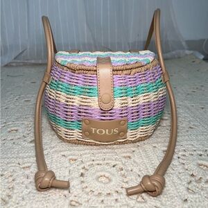 TOUS Multicolor Woven Basket Crossbody Bag